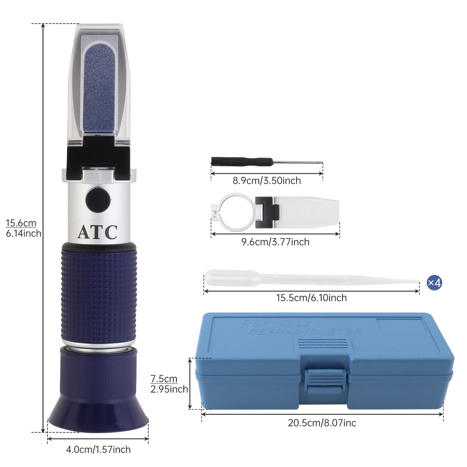 Antifreeze Refractometer ATC Tester Coolant Tester Kit with Pipette, Spare Parts for Ethylene & Propylene Glycol Antifreeze