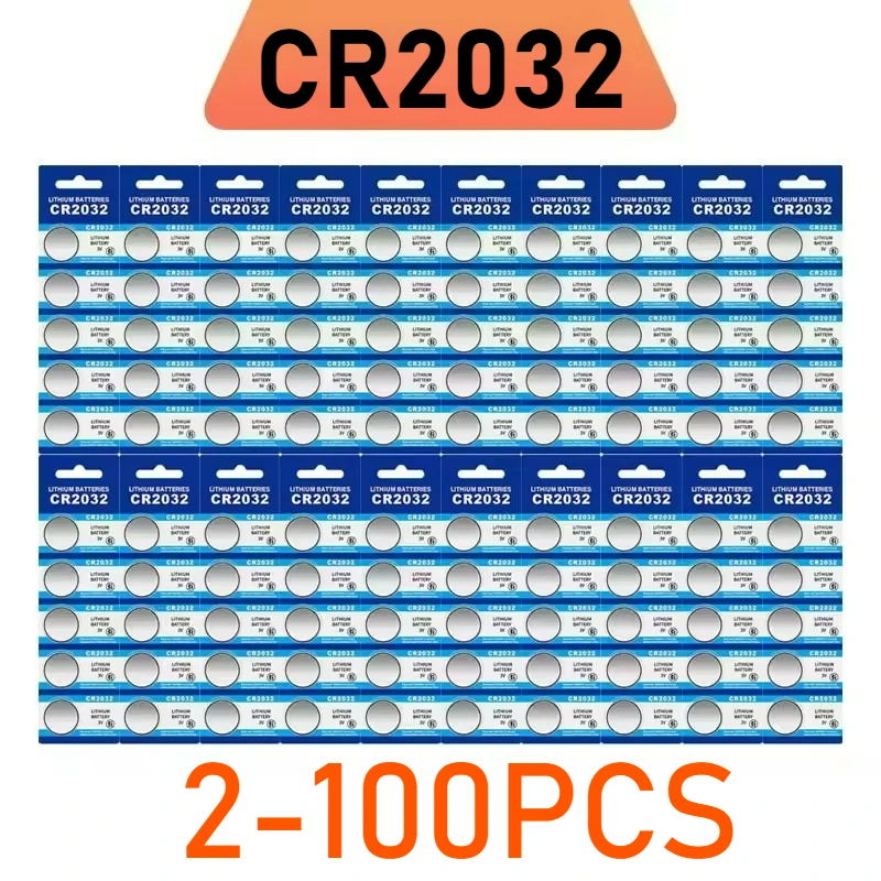 2-100 PCS CR2032 3V Lithium Battery, for Car Key Fob Watch Calculator Toy Glucose Meter Scale, Wholesale Coin Cell Batteries