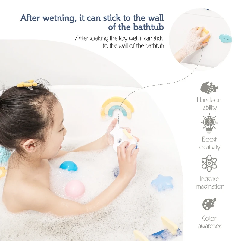 Hildren Bathroom Stickers Toys Baby Bath Toy Educational Kids Cognitive Puzzles Foam Floating Toy For Baby Bathtub Bathing Toys