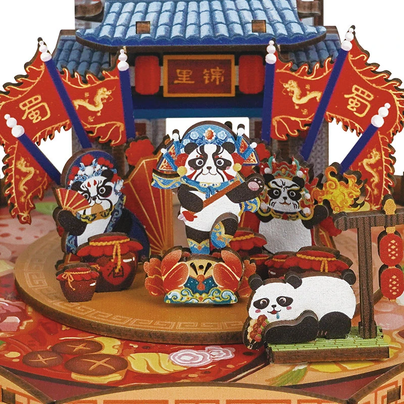 Fai da te 3D in legno Sichuan Opera carillon kit modello in miniatura puzzle possono muoversi per gli amici regali di compleanno decorazione della casa