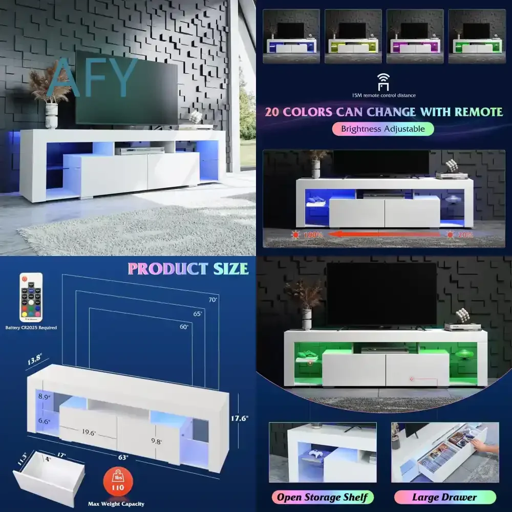 Modern Simple TV Cabinet for Living Room Bedroom Home Decor Light Luxury Floor Standing Storage Unit Multi-Compartment Media