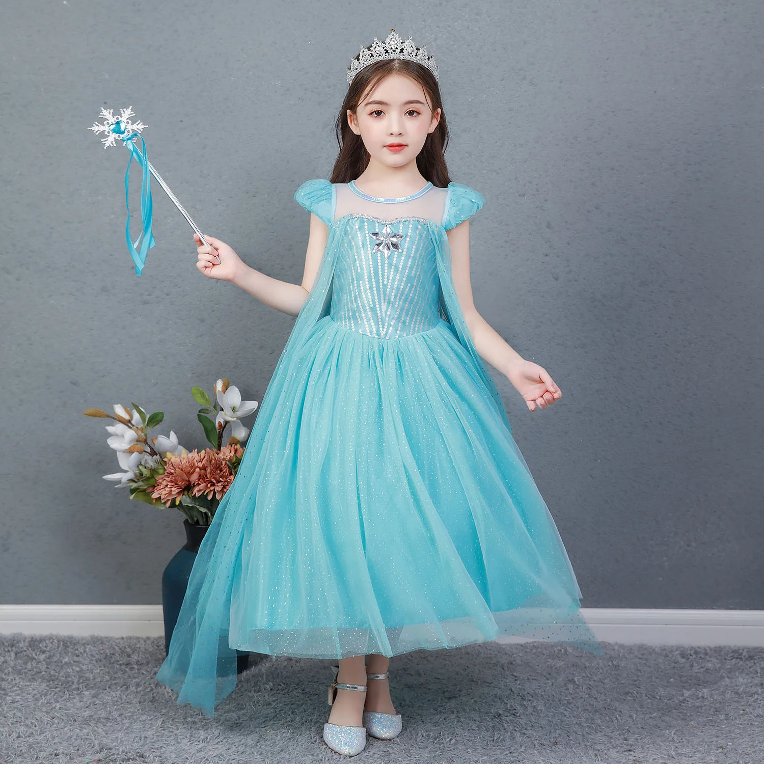 

HXCMall Little Girls Frozen Elsa Dress Girls Frozen Elsa Birthday Party Dress Girls Snow Queen Halloween Cosplay Costume