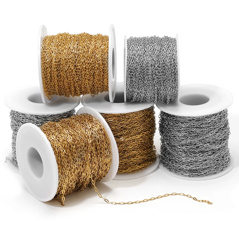 2 Meter Edelstahl 2mm Breite O-Glieder Rolo-Ketten für DIY Schmuckherstellung, Armbänder, Halsketten, Ohrringe Zubehör – Detail 4
