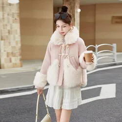 2024 New Winter Chinese Style Buckle Design Sense Down Jacket Women's Short Fox Fur Coat Light Luxury Loose And Slimming Jackets