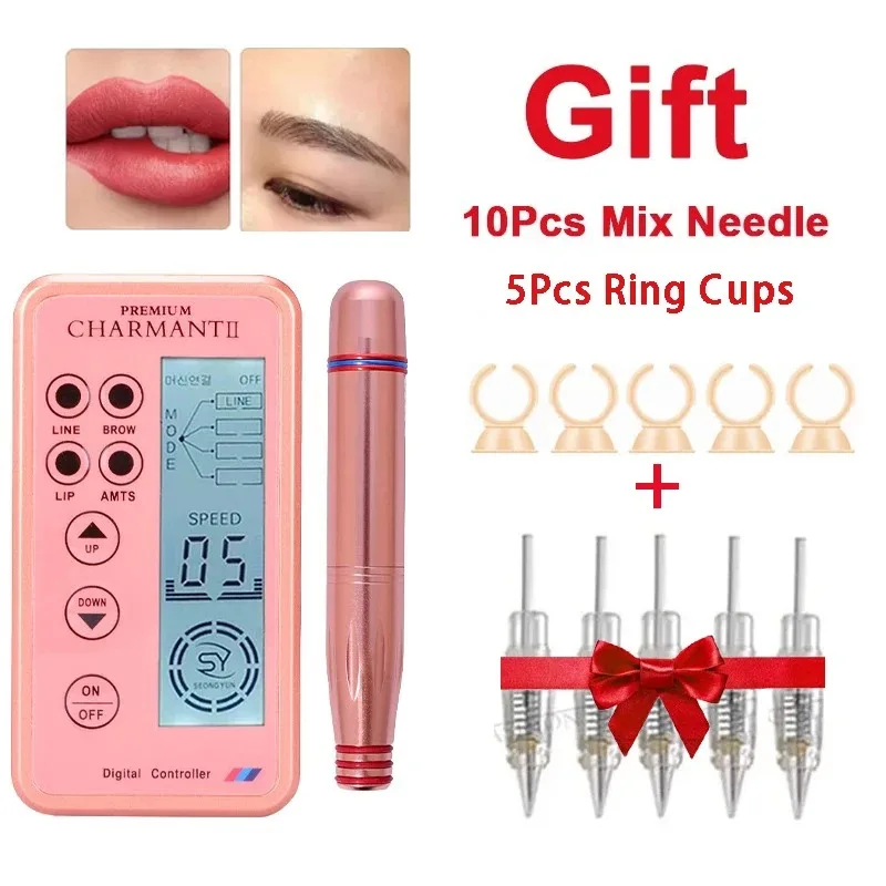 Permanent Makeup PMU Machine Kit Digital Rotary Tattoo Pen for Micropigment Lips Eyebrows Makeup Kit Complete for Beginner