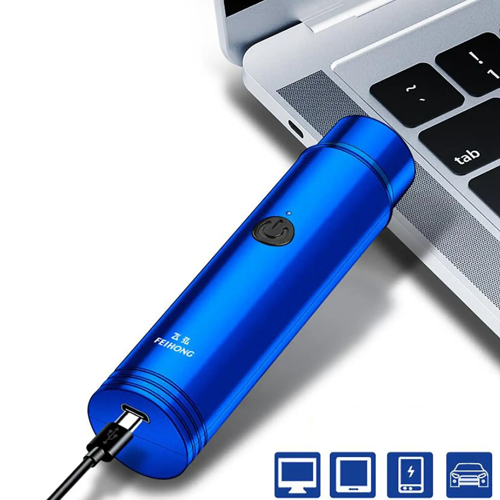 Men Electric Razor Rechargeable Waterproof Rotating Head Wet Dry Clean USB Pocket Shaver for Sensitive Face Use