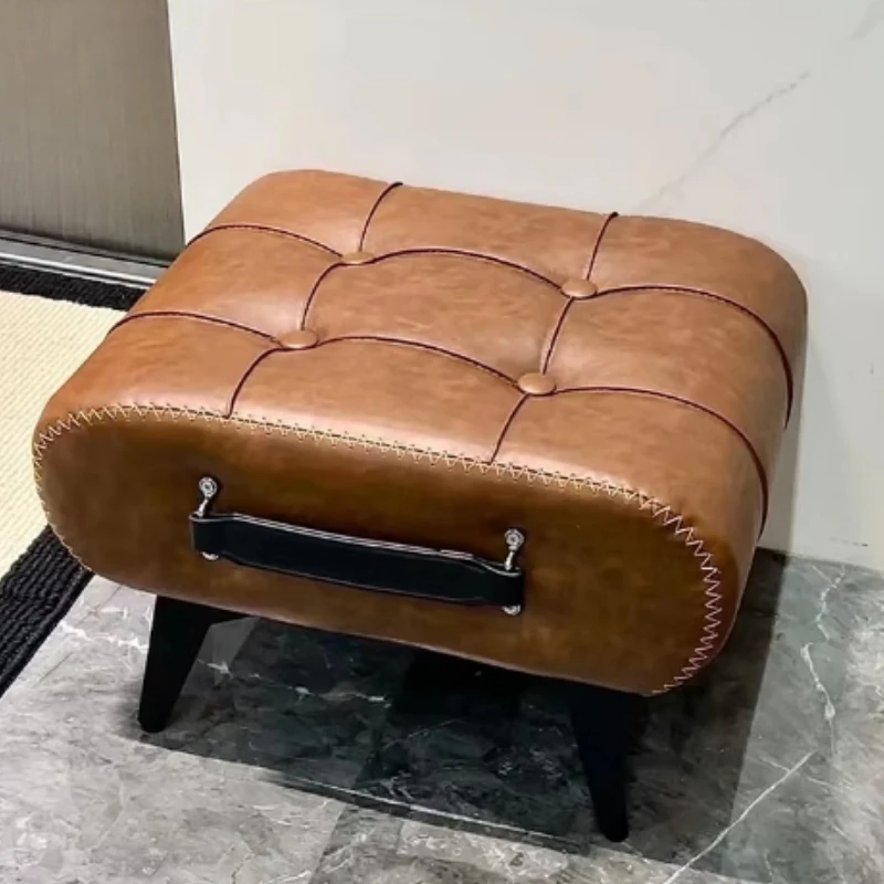 

Маленький табурет из кожи и дерева, дизайнерская скамейка для обуви, итальянский роскошный журнальный столик, османский портативный диван, подставка для ног с ручкой