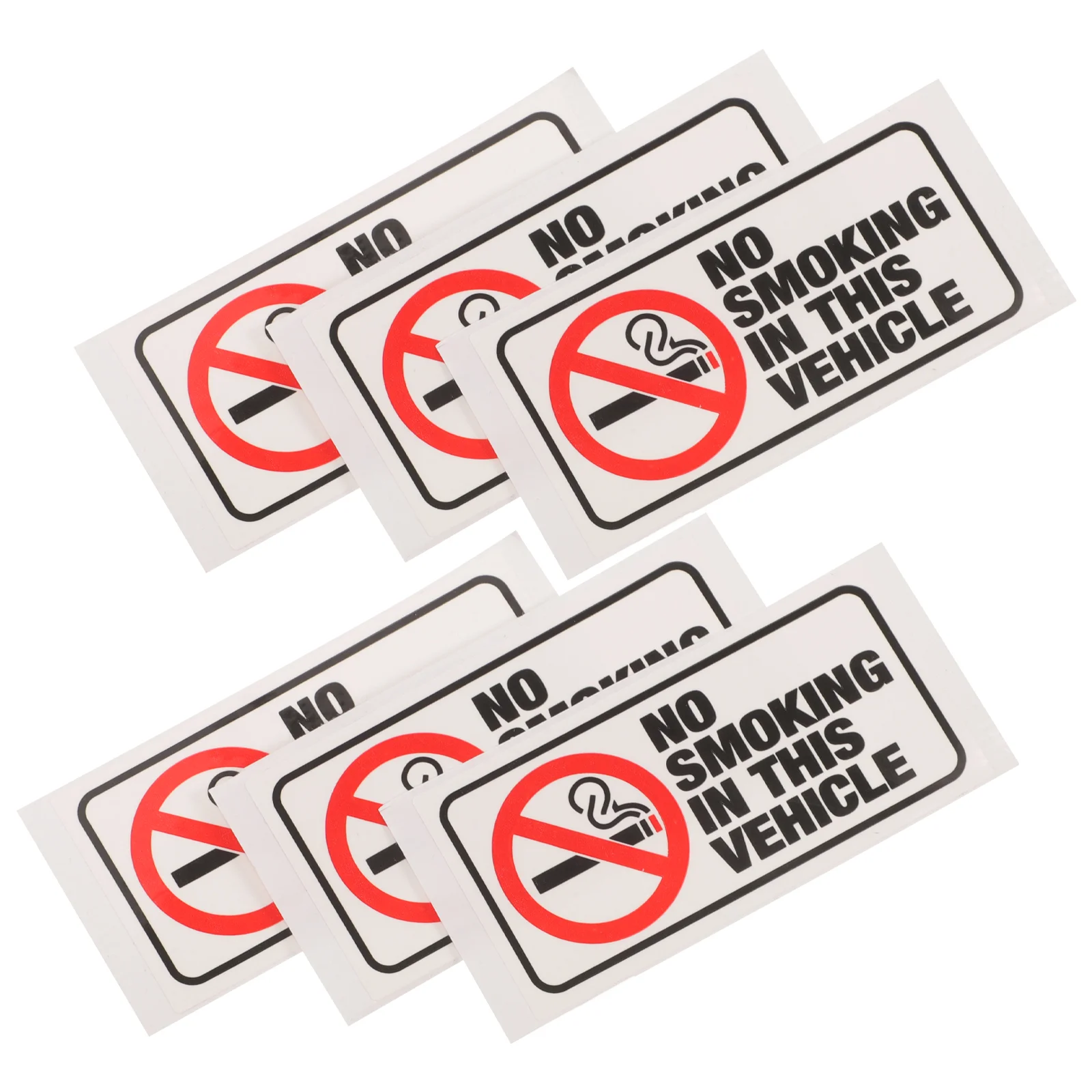 6 Pcs No Smoking Sticker for Car Sign Label Vehicle Stickers Warning Decals Vehicles Applique Labels