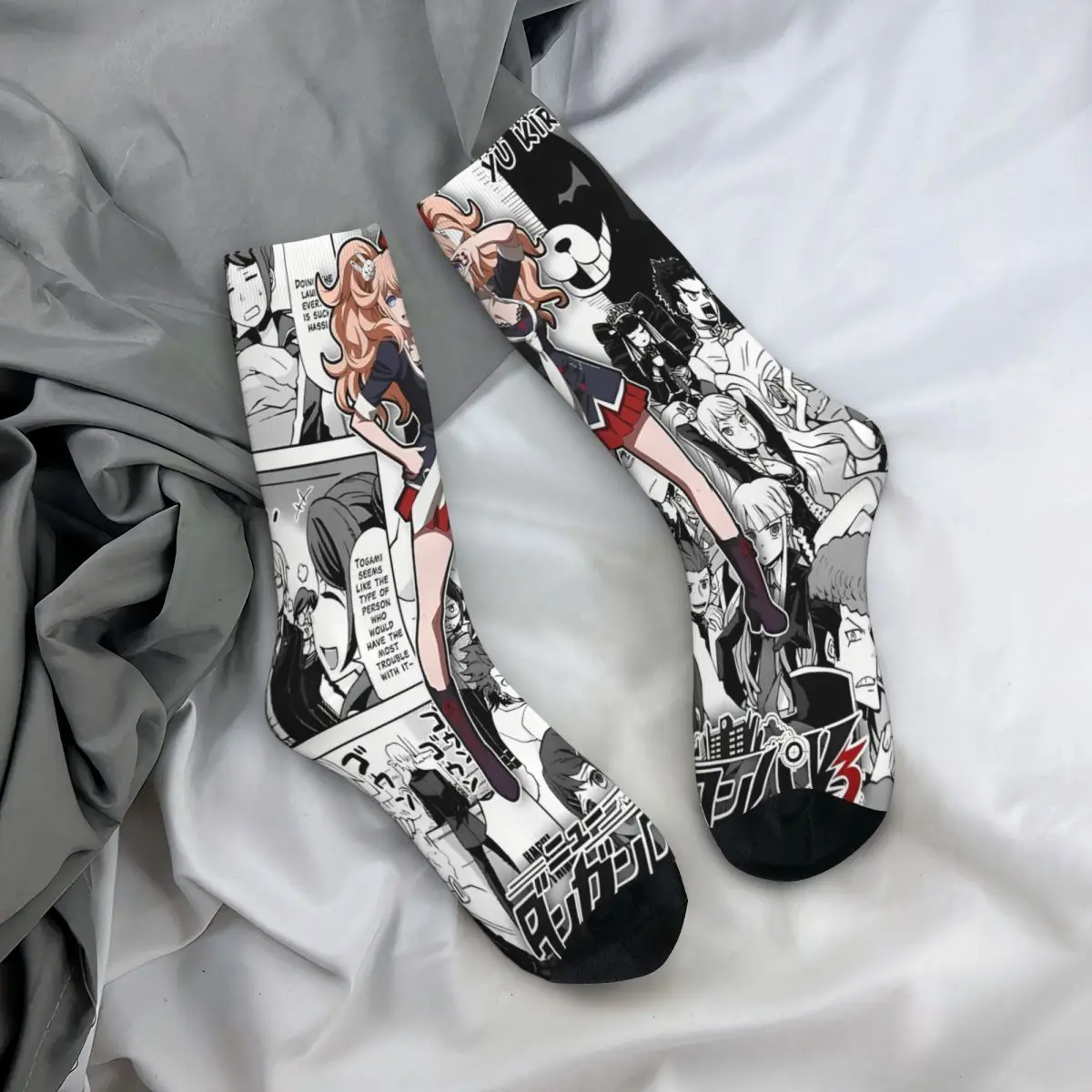 Junko Enoshima Danganronpa Makoto Game Socks Male Mens Women Autumn Stockings Printed