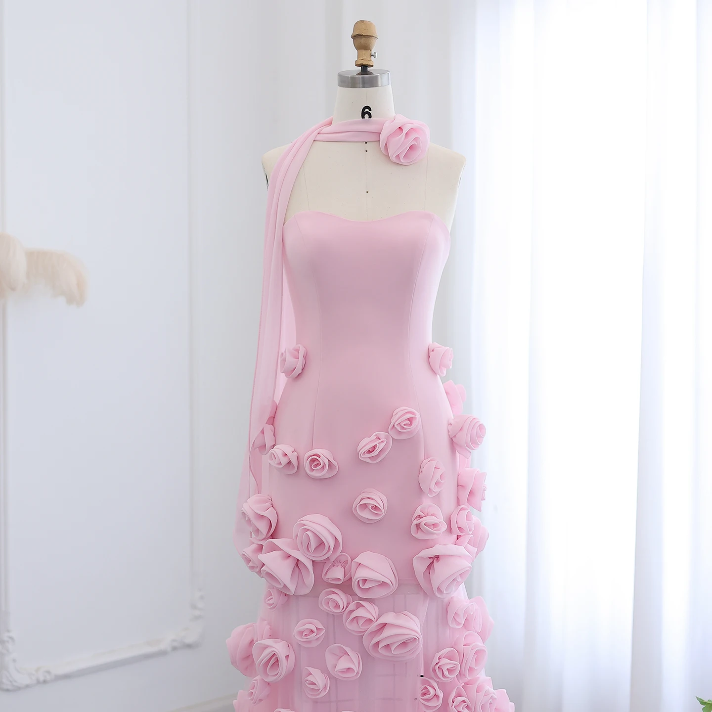 Sharon Said Dubai Elegante Burgunderrote Blumen-Abendkleider mit Langem Seitenschlitz 2026 Hochzeit Formelles Mädchen-Partykleid SS207 Maßanfertigung – Detail 8