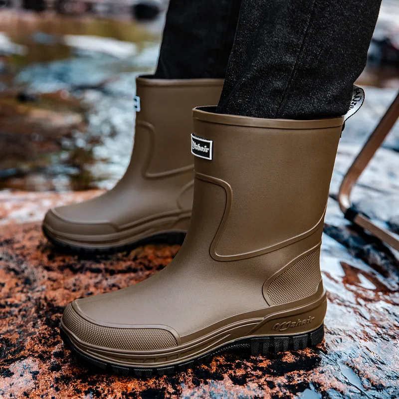36-47 Size Wear-resistant Thick-soled Rain Boots Men's Outdoor Fishing Shoes Work Boots Non-slip Waterproof Men's Rubber Shoes view 4