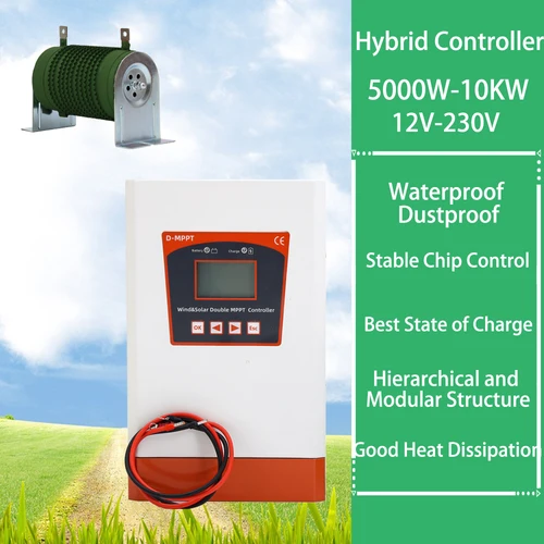 풍력 태양광 하이브리드 시스템 MPPT 충전 컨트롤러, 덤프 부하, 10000W 풍력 터빈, 600W 태양광 패널, 12V, 24V, 자동 48V 레귤레이터 