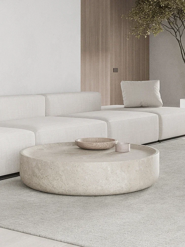 Wind Round Travertine Coffee Table Modern Living Room Home Coffee Table Simple Designer Creative Marble Short Table