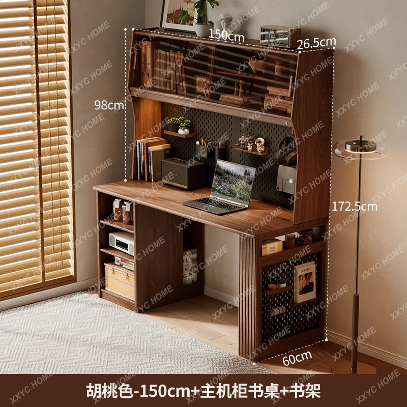 SLSolid wood bedroom double computer desk bookshelf with drawers multi-functional
