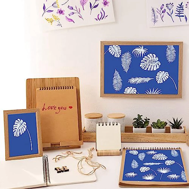1Set cyanyotype Paper A5 Sunprint Art Kit High Sensitive Sun Paper Nature Sun Printing Kit verde chiaro