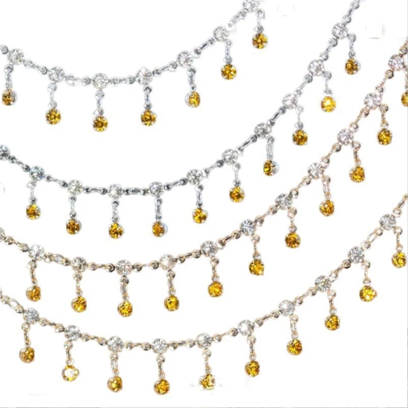 10 Meters/Lot New Fashion Round CZ Crystal Beads Link Chains for DIY Bracelet Necklace Garment Jewelry Findings Accessories