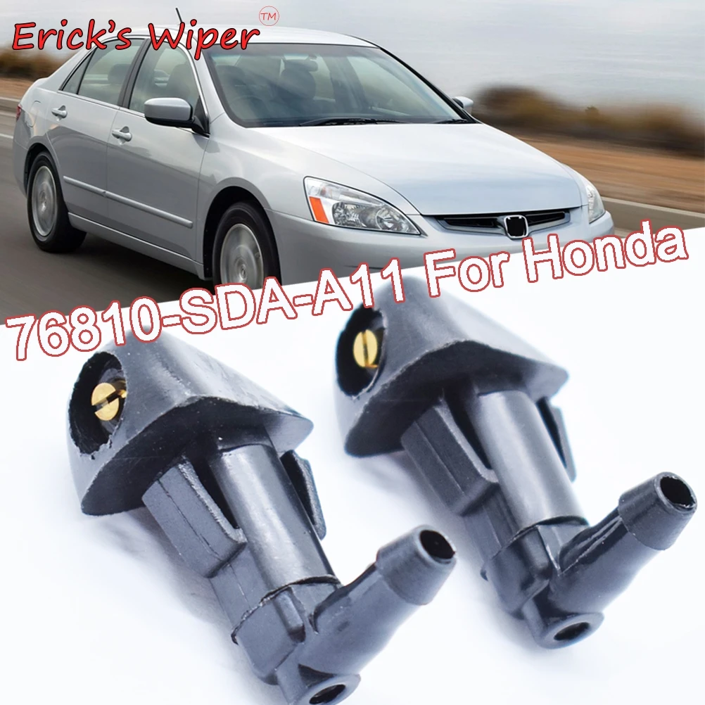 Erick's Wiper 2Pcs Front Windshield Wiper Washer Jet Nozzles For Honda Accord MK7 FR-V Civic Element OE# 76810-SDA-A11 Sprayer