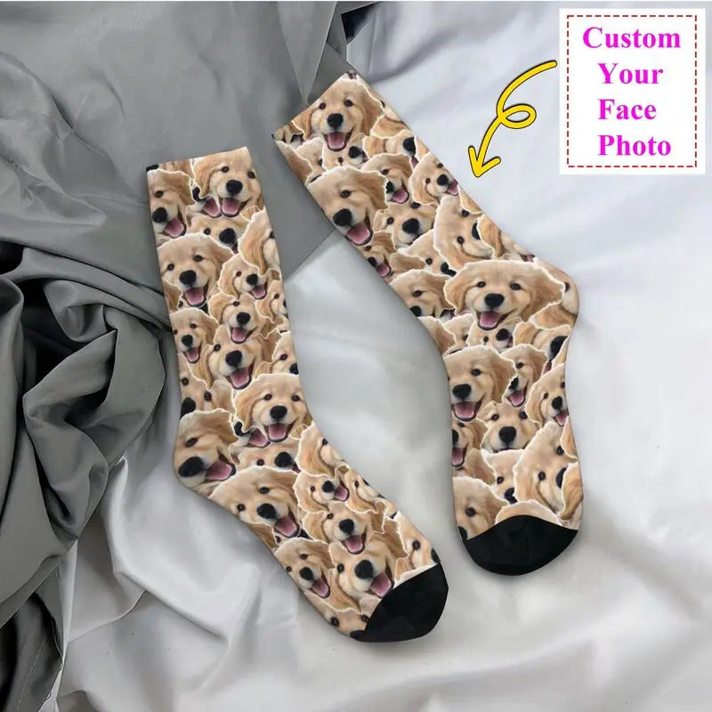 

Funny Dog Pet Face Personalized Custom Men's Crew Socks Unisex Cool 3D Printing Dress Socks