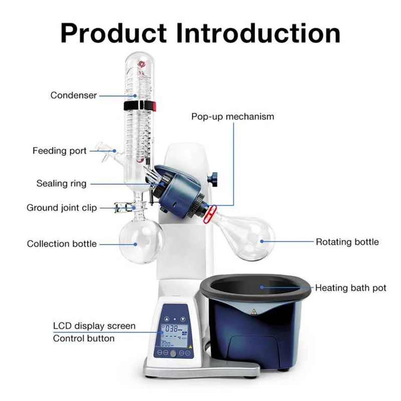 RE100-Pro Lab المبخر الدوار الرقمي OEM معدات التبخر المذيبات الفعالة مع شاشة LCD سعر المصنع الجديد