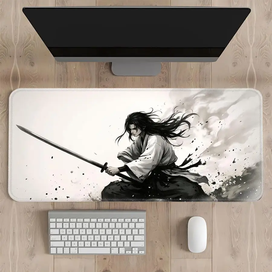 Alfombrilla antideslizante para ratón, alfombrilla para ordenador portátil, alfombrilla para teclado, alfombrilla para ratón, accesorios de escritorio, alfombrilla para consola de juegos, Samurai Warrior Storm