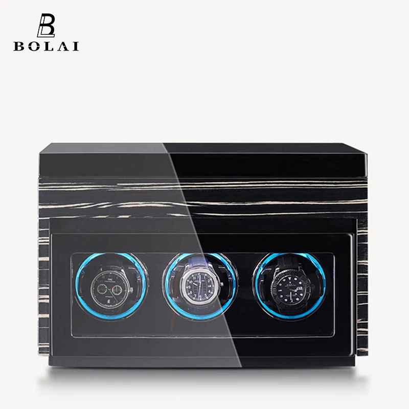 2023 BOLAI Brand Automatic Watch Winder Luxury Wood Watch Safe Box Touch Control and LED Interior Backlight Watches Storage Box