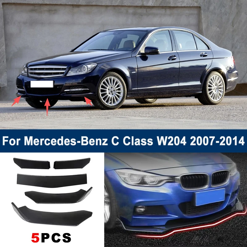 

Adjustable 5Pcs Sectional Front Spoiler Lip For Mercedes-Benz C Class W204 2007-2014 Front Bumper Splitter Sport Body Kit