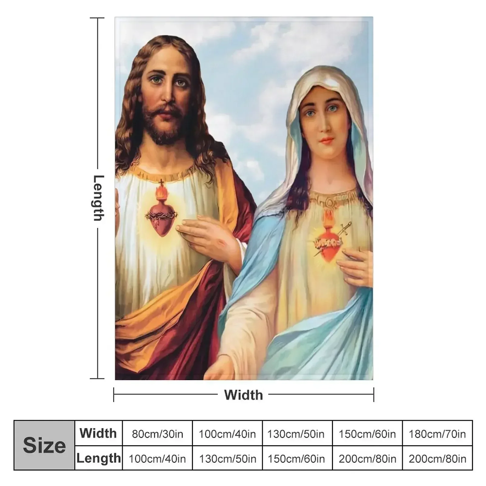 Sacred and Immaculate Hearts - III (Jesus and Mary) sky background Throw Blanket manga Tourist Sofas Loose Blankets