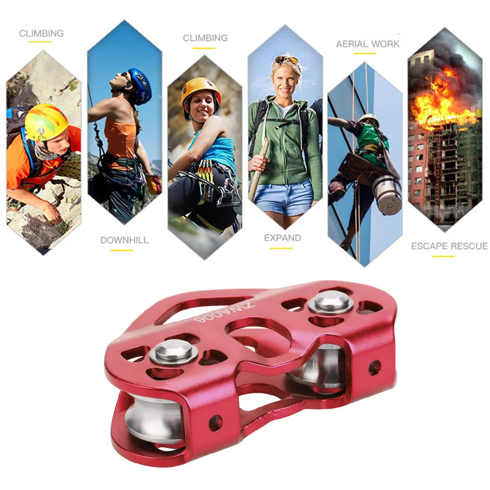 1pcs Climbing Pulley 30KN Dual Pulley Zip Line Rescue Cable Trolley Outdoor Rock Climbing Caving Rescue Equipment view 5