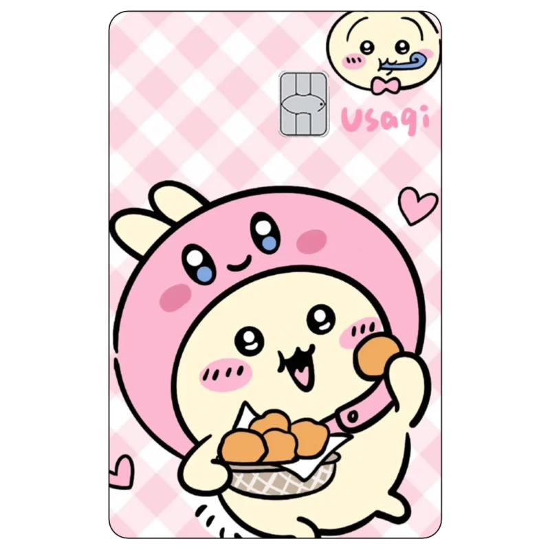 ملصق جلدي لبطاقة الائتمان الكرتونية Kawaii Hachiware Usagi ملصقات غير لامعة مناسبة لبطاقات بنك VISA وبطاقات IC المغناطيسية الأخرى