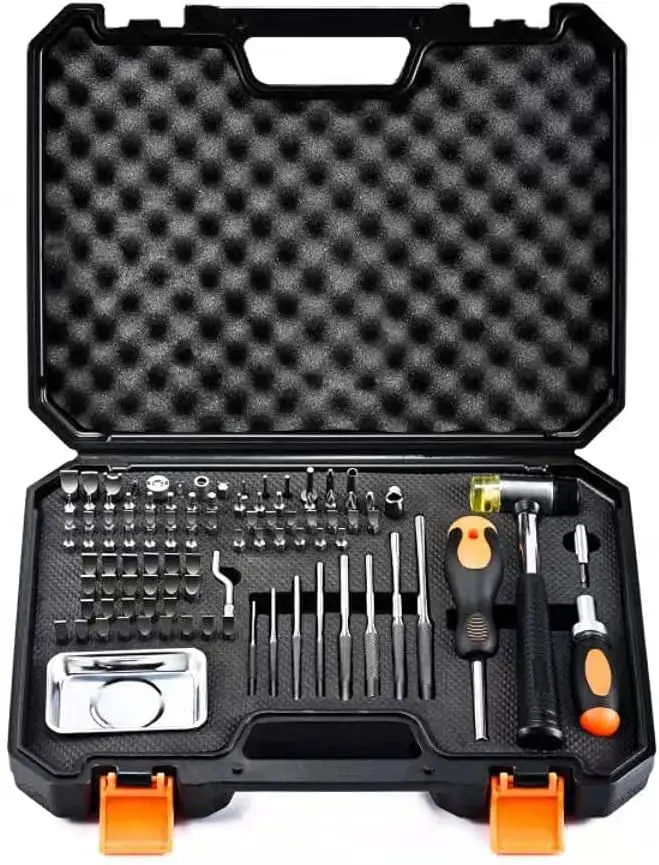 

100-Piece Screwdriver Set with Ratcheting Wrench, Hammer, Bits & Toolbox for Repair and Maintenance