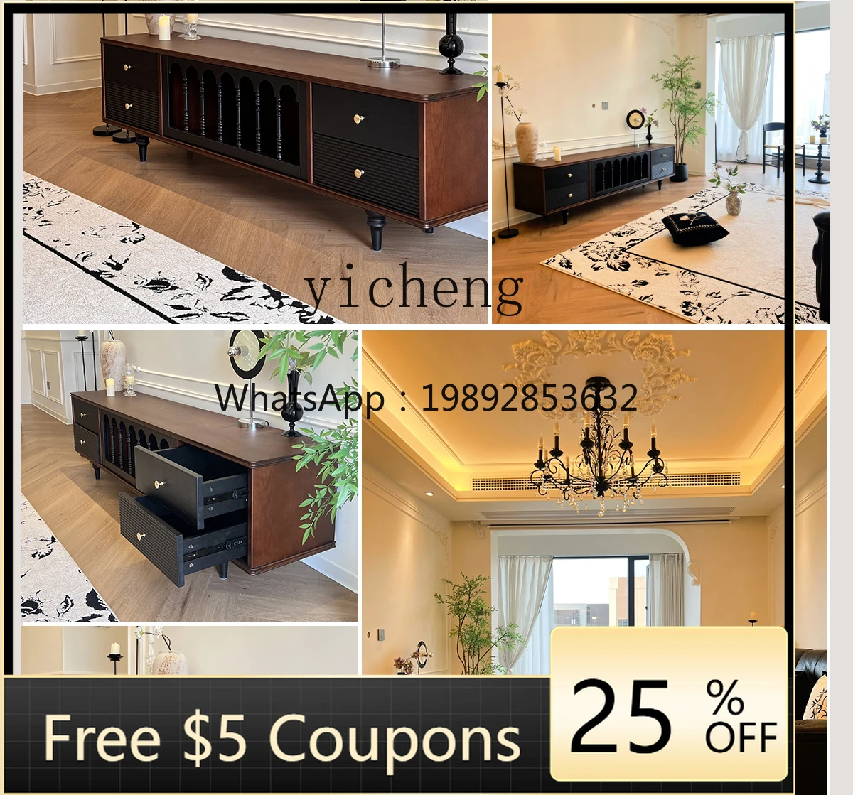 

ZZ furniture TV cabinet French retro solid wood antique living room home TV cabinet