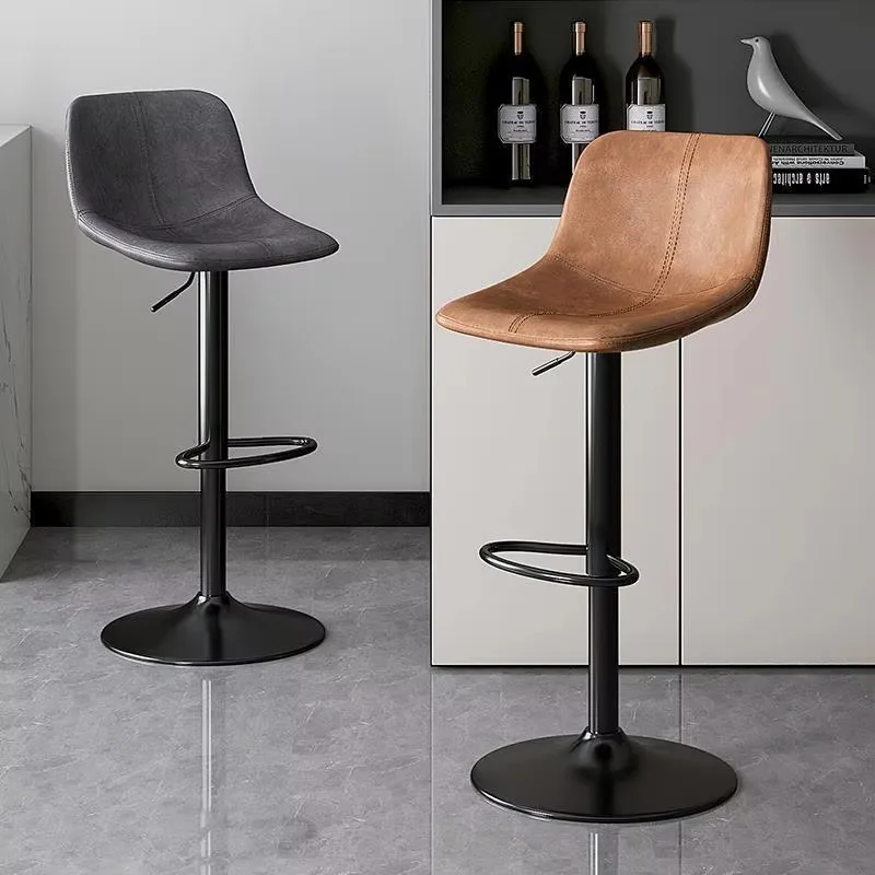 

Light Luxury Metal Frame High Bar Stool Lift-and-Rotate Feature Simplicity Design Commercial Bar Furniture Island Checkout