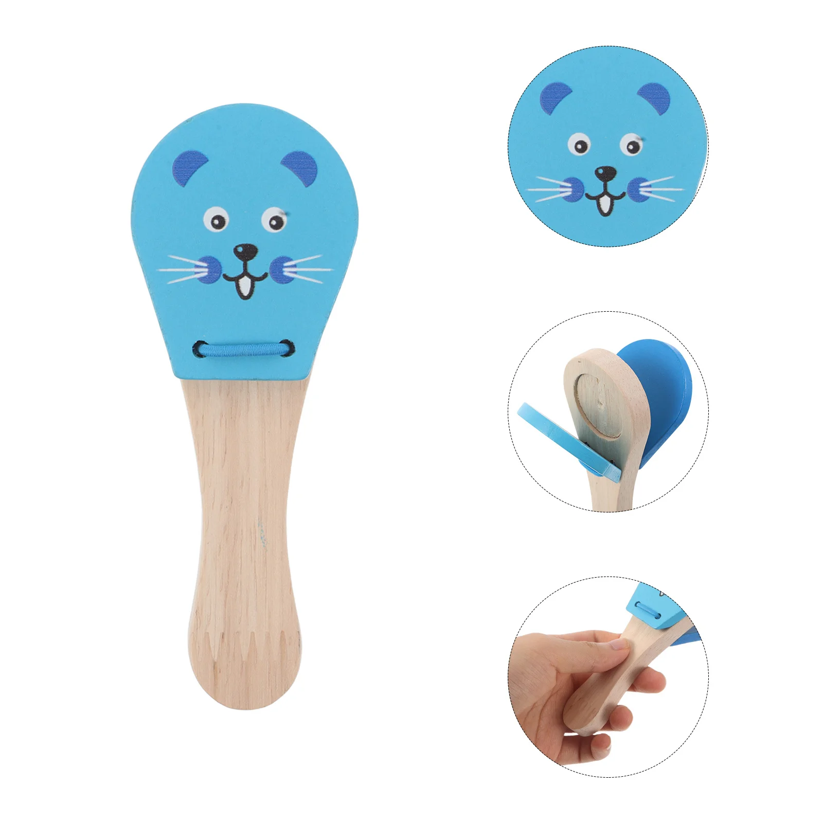 

3Pcs Wooden Baby Percussion Castanets Animal Design Handheld Instrument Easy Grip Early Rhythm Learning for Toddlers