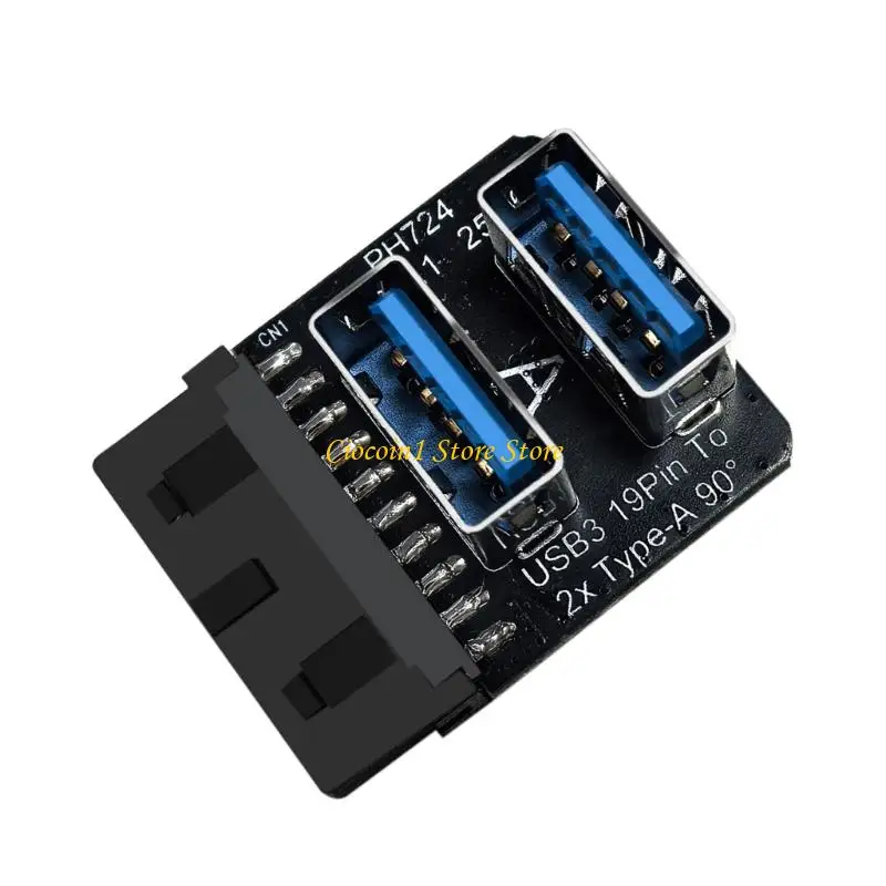 A3PC Fast Speed USB3.0 Double Port 19PIN to Type A 90 Degree Motherboard Adapter