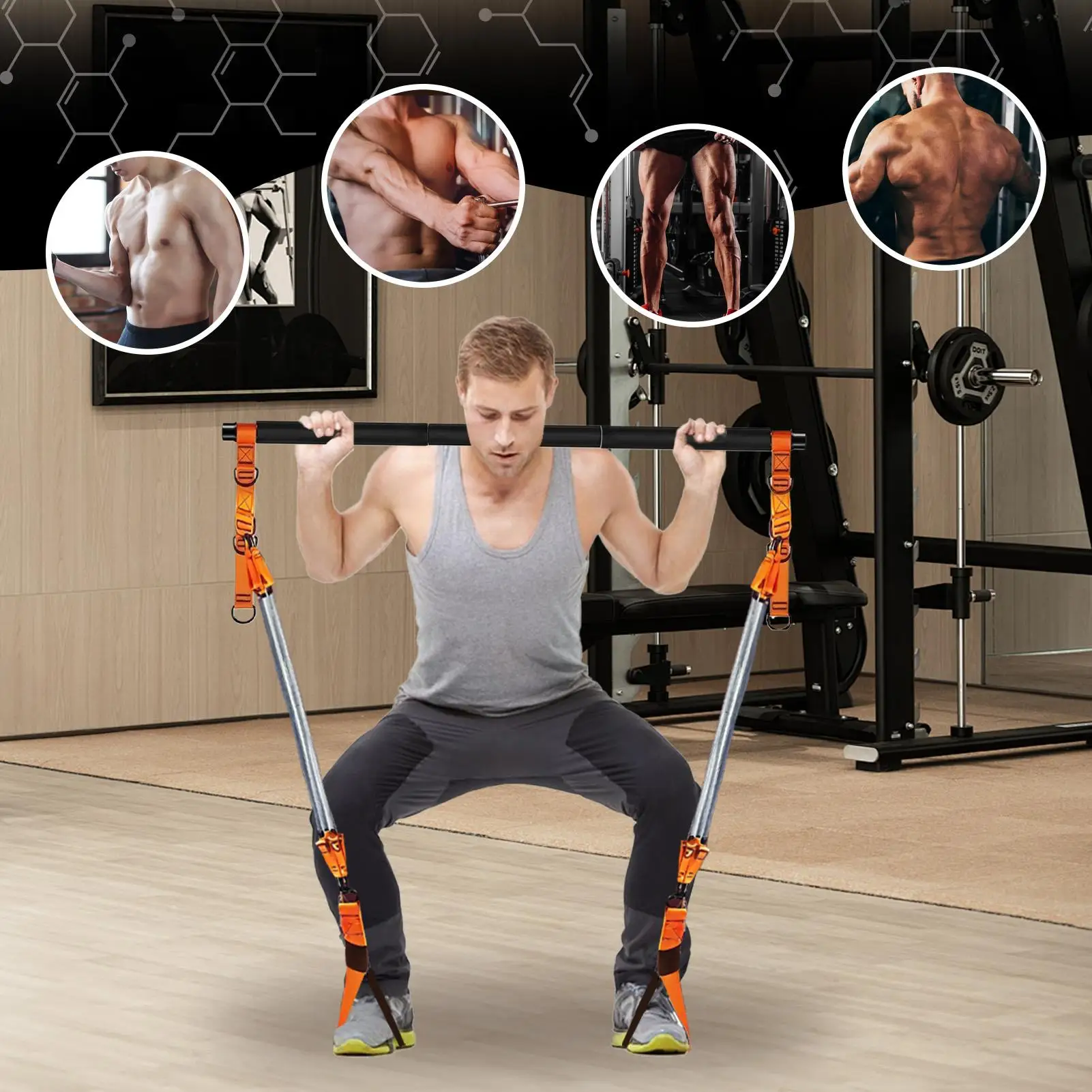 

Pilates Bar Kit With Resistance Bands Muscle Training Fitness Equipment Squats Workout Equipment For Home Gym Professionals