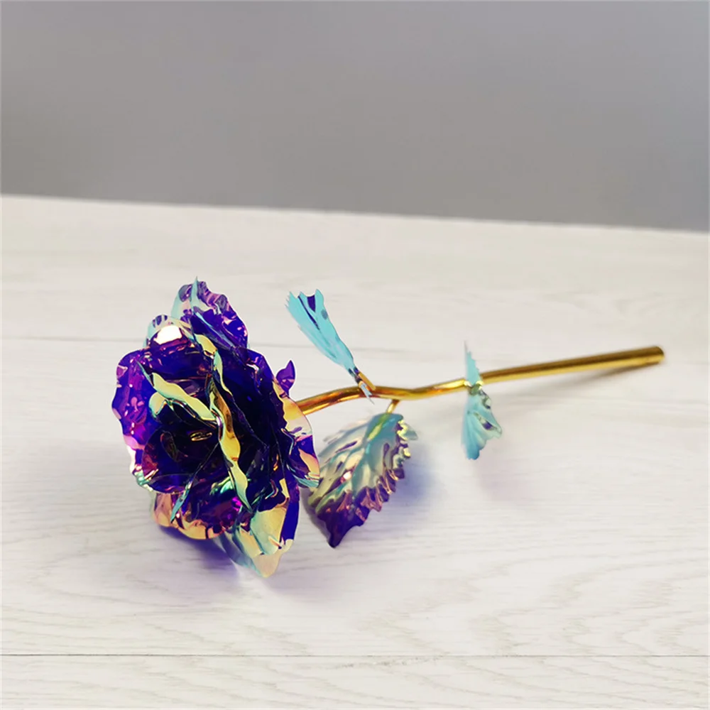 1pcs Artificial Flower Foil Rose Flower Valentine\'S Day Gifts 24k Golden Plated Gold Rose Lasts Forever Love Flower For Wife