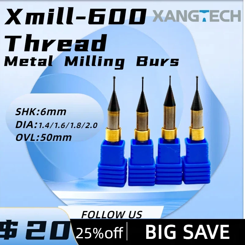 XANGTECH Xtcera Xmill-600 Thread Metal Milling Bur For Dental Lab Titanium Alloy Dental Tools