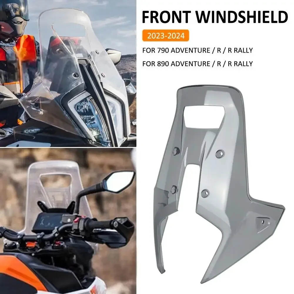 For 2023 2024 790 890 ADV Adventure R Rally Motorcycle Acrylic Rally Windshield Wind Deflector Screen Shield WindScreen Visor