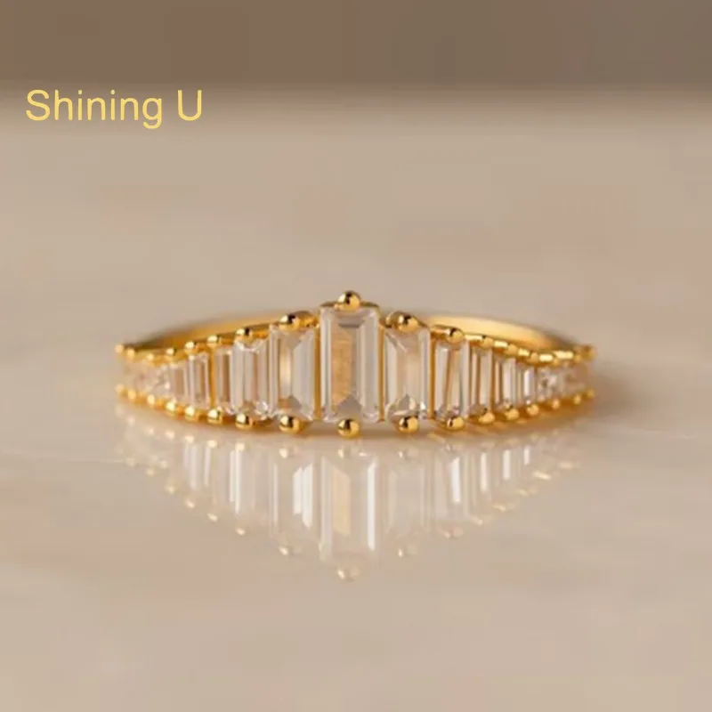 

Shining U 925 Sterling Silver Organ Shape High Carbon Diamond Gems Ring for Women Fine Jewelry Light Luxury Gift