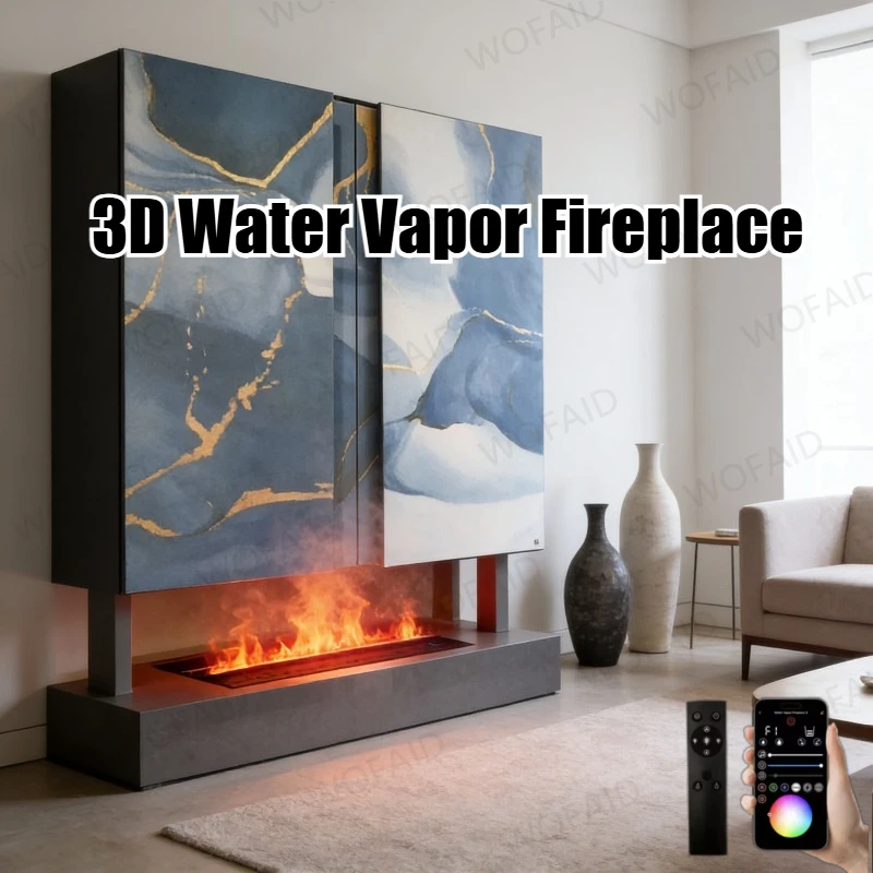 

3D-камин с эффектом водяного пара без нагрева, с умным управлением, декоративный электрический камин, многофункциональный паровой камин для дома и офиса