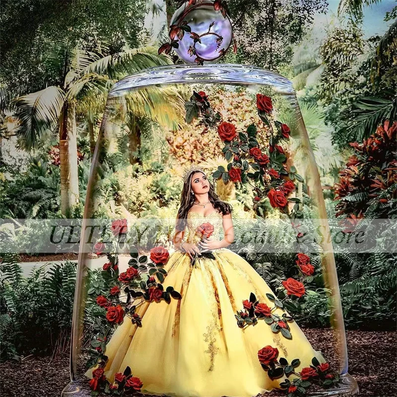 Gaun Quinceanera Formal Kuning untuk Gaun Malam Vestidos De Fiesta Manik-manik Gadis Manis Gaun Pesta Sayang dengan Manik-manik