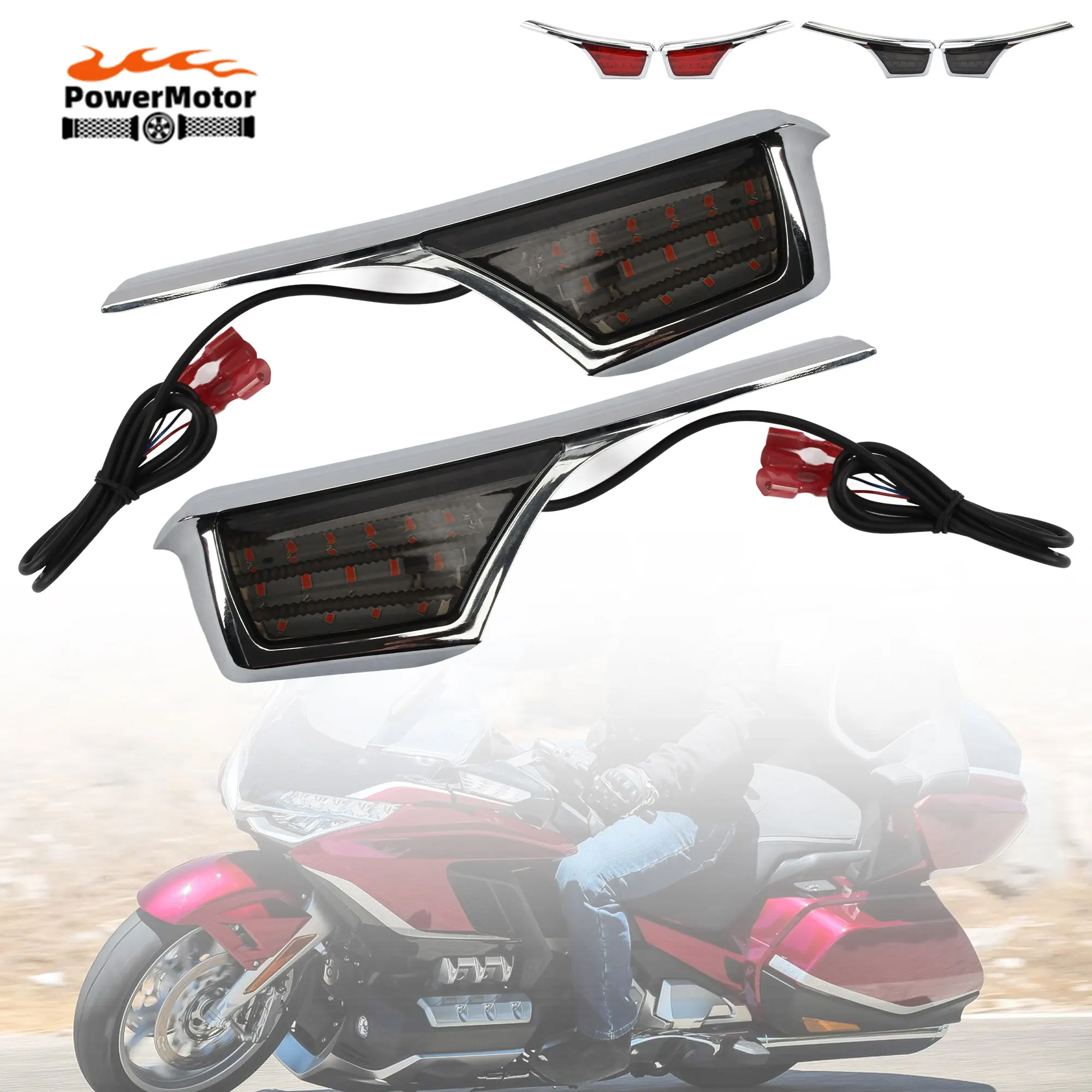 

For Honda Goldwing LED Rear Light Decoration Turn Signal Motorcycle Airbag Tail Running Indicators Lamp L1800HP GL 1800 2006-17