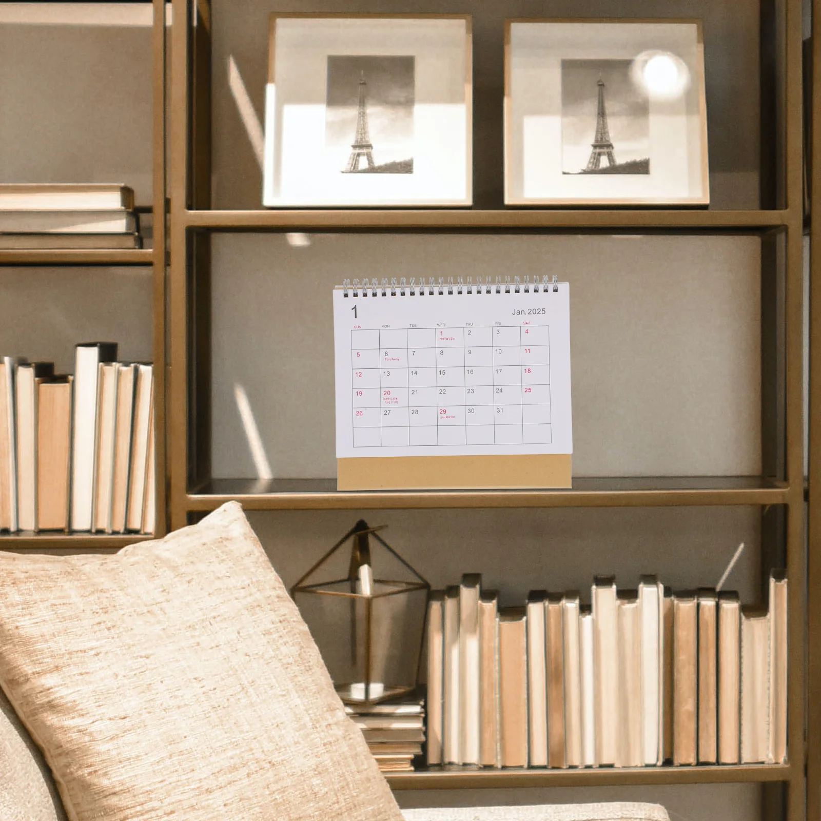 2025 الإنجليزية أجندة مكتبية /رزنامة مكتبية سلك صغير ملزمة الوجه مخطط شهري الدائمة تقويم مكتبي أسلوب بسيط للمنزل مكتب #4