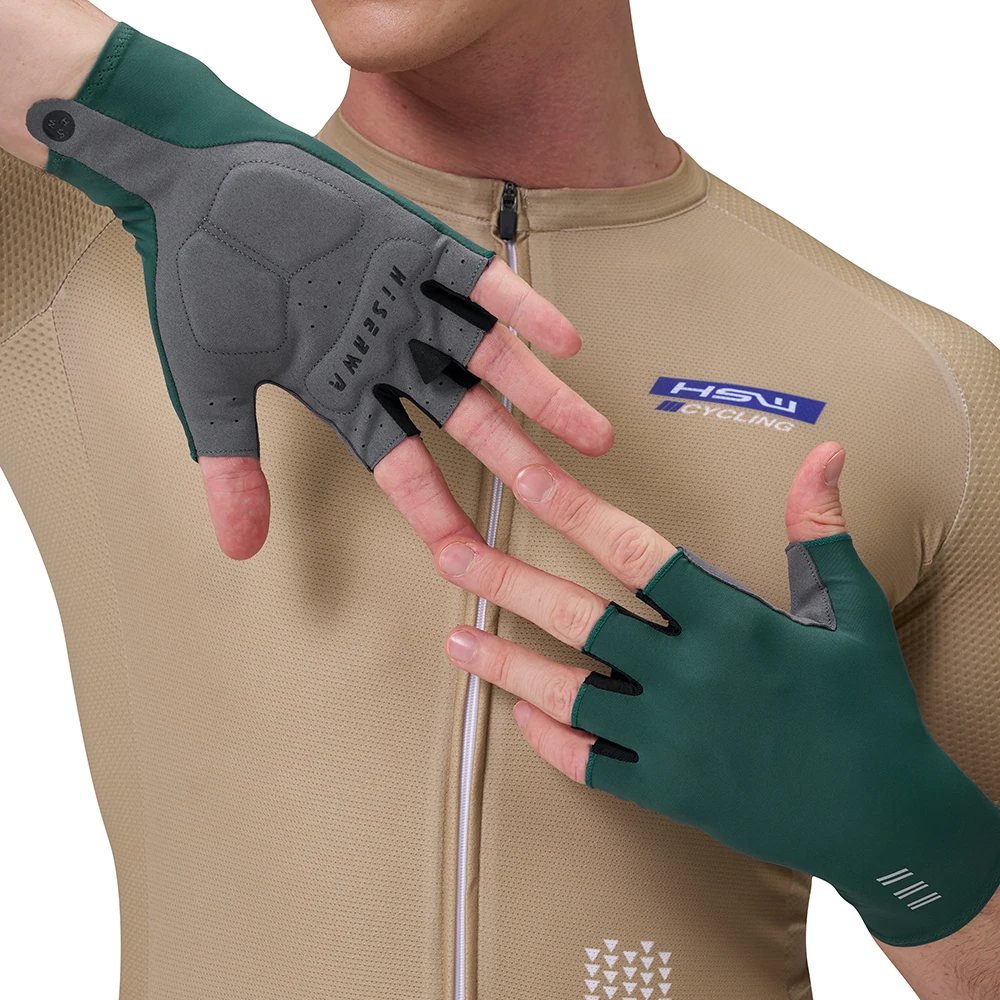 HISERWA-guantes de medio dedo antideslizantes para ciclismo, antisudor, transpirables, antigolpes, para deportes al aire libre, pesca, bicicleta