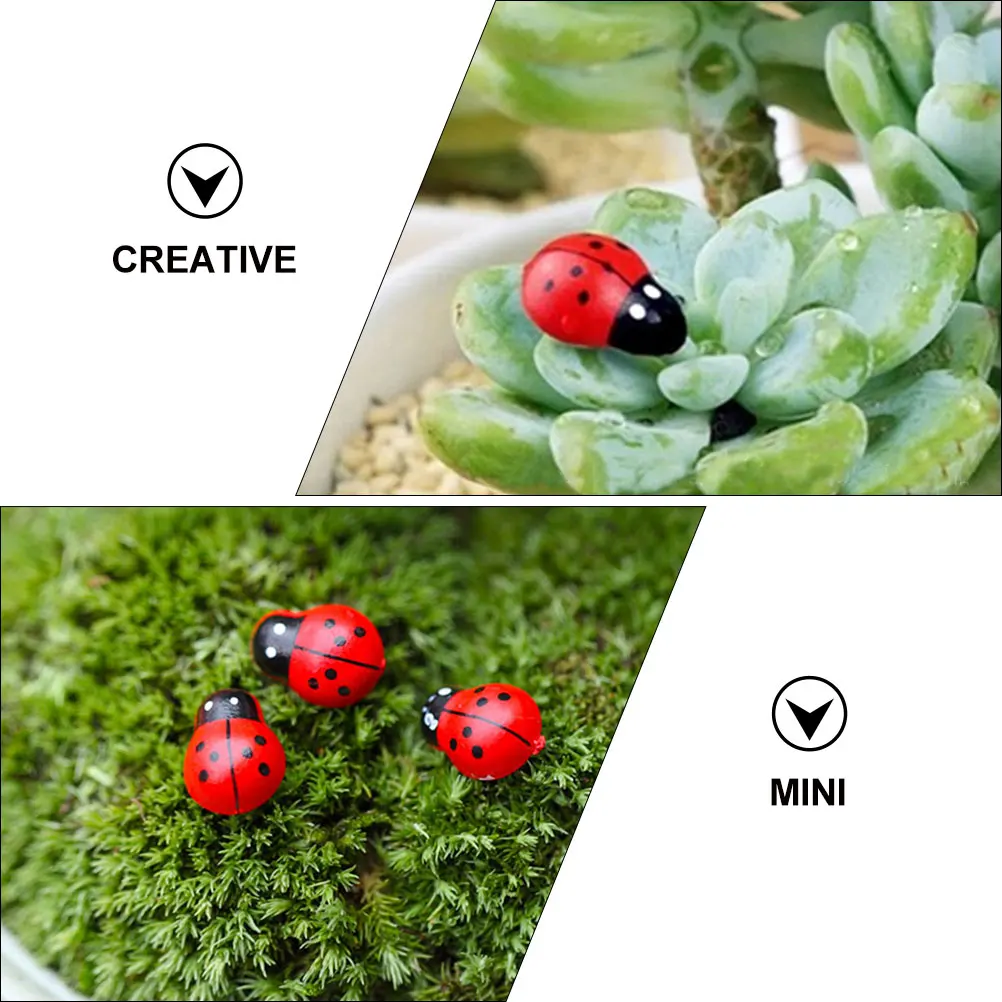 

200pcs Red Ladybug Stickers Wood Decor Landscape Yard Lawn Outdoor naments Miniatures Set Sculptures