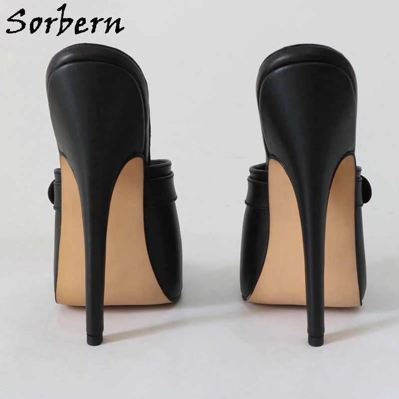 Sorbern punta a punta matura donna muli scarpe tacco alto pompa Slip On tacchi a spillo 16Cm cinturino con fibbia taglia 9.5 scarpe colori