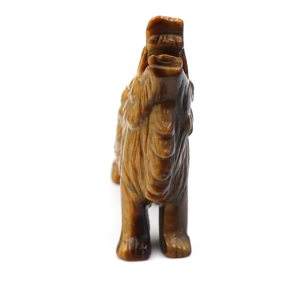 Natural Tiger Eye Crystal Wolf Figurine Hand Carved Healing Stone Animal Statue Home Decor Spiritual Collectible Art Craft Gift