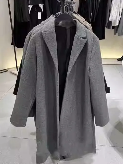 

Осень-зима, Новое поступление, женское высококачественное тканевое пальто с воротником и открытой передней частью, ветровка, верхняя одежда, корейский свободный крой