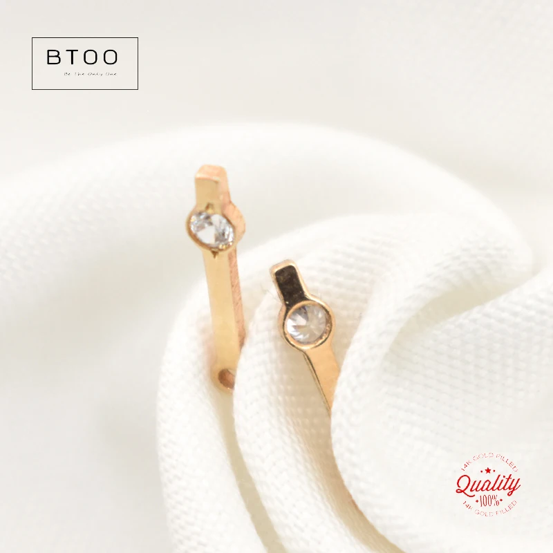 Real 14K Gold Filled Strip Shape Charm Zircon Connector Pendant For Necklace DIY Jewelry Tarnish Resistant Jewelry Findings