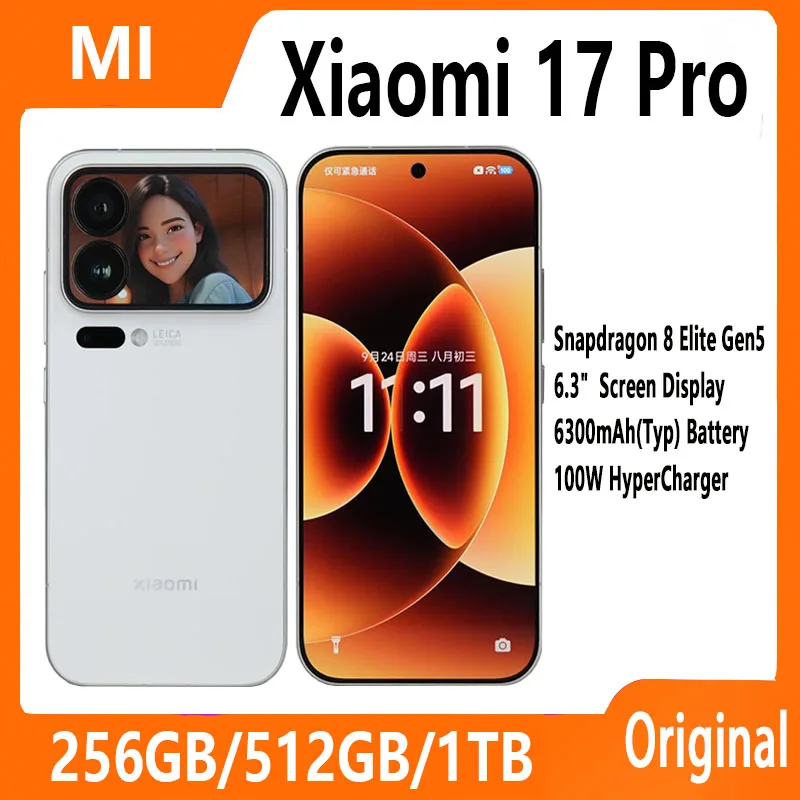 Смартфон Xiaomi 17 Pro Snapdragon 8 Elite Gen5, аккумулятор 6300 мАч, 100 Вт, Hyper Charge, 6,3-дюймовый дисплей, версия CN Смартфон Xiaomi 17 Pro Snapdragon 8 Elite Gen5, аккумулятор 6300 мАч, 100 Вт, Hyper Charge, 6,3-дюймовый дисплей, версия CN